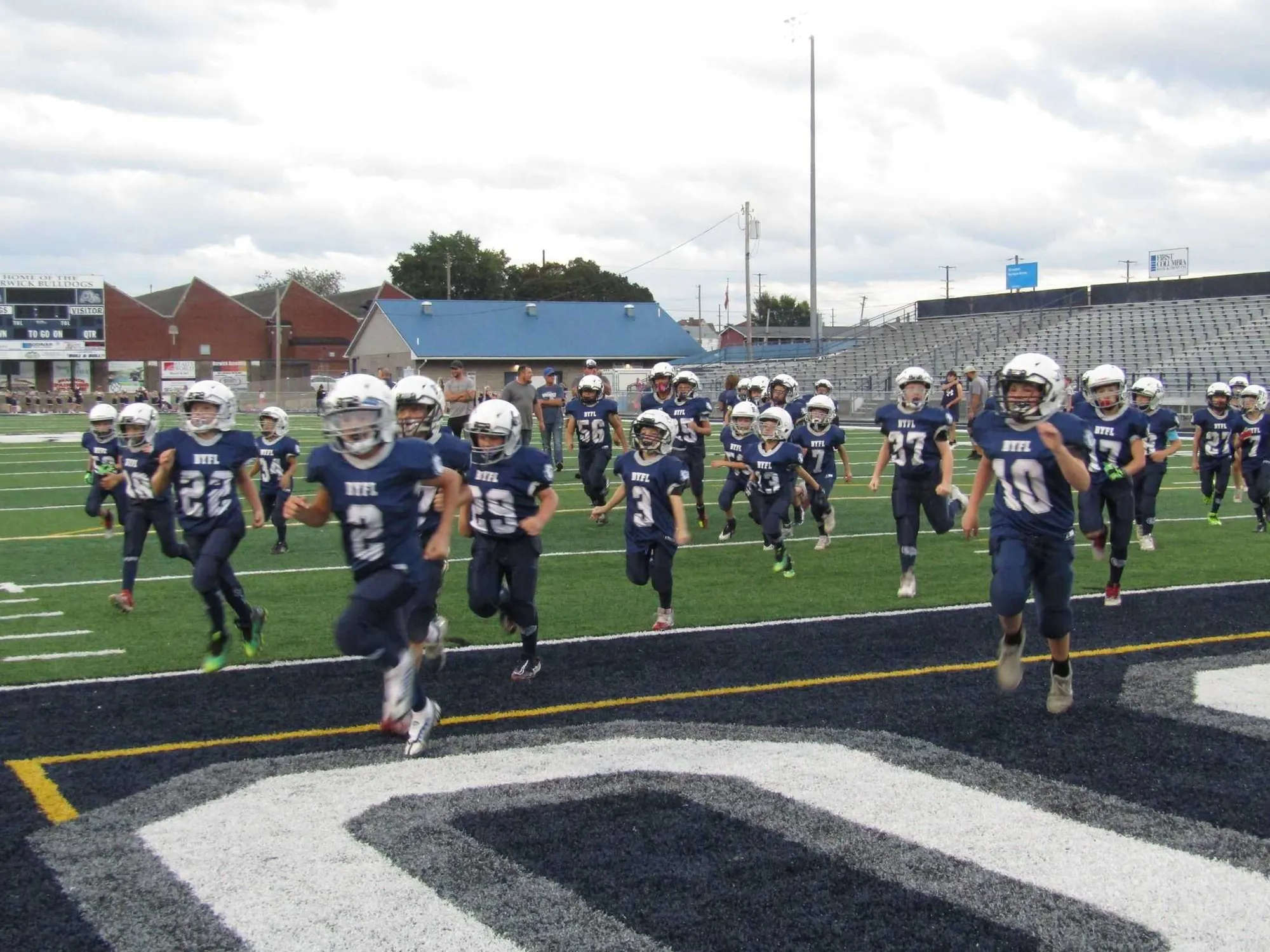 Berwick Boys football team in endzone during game