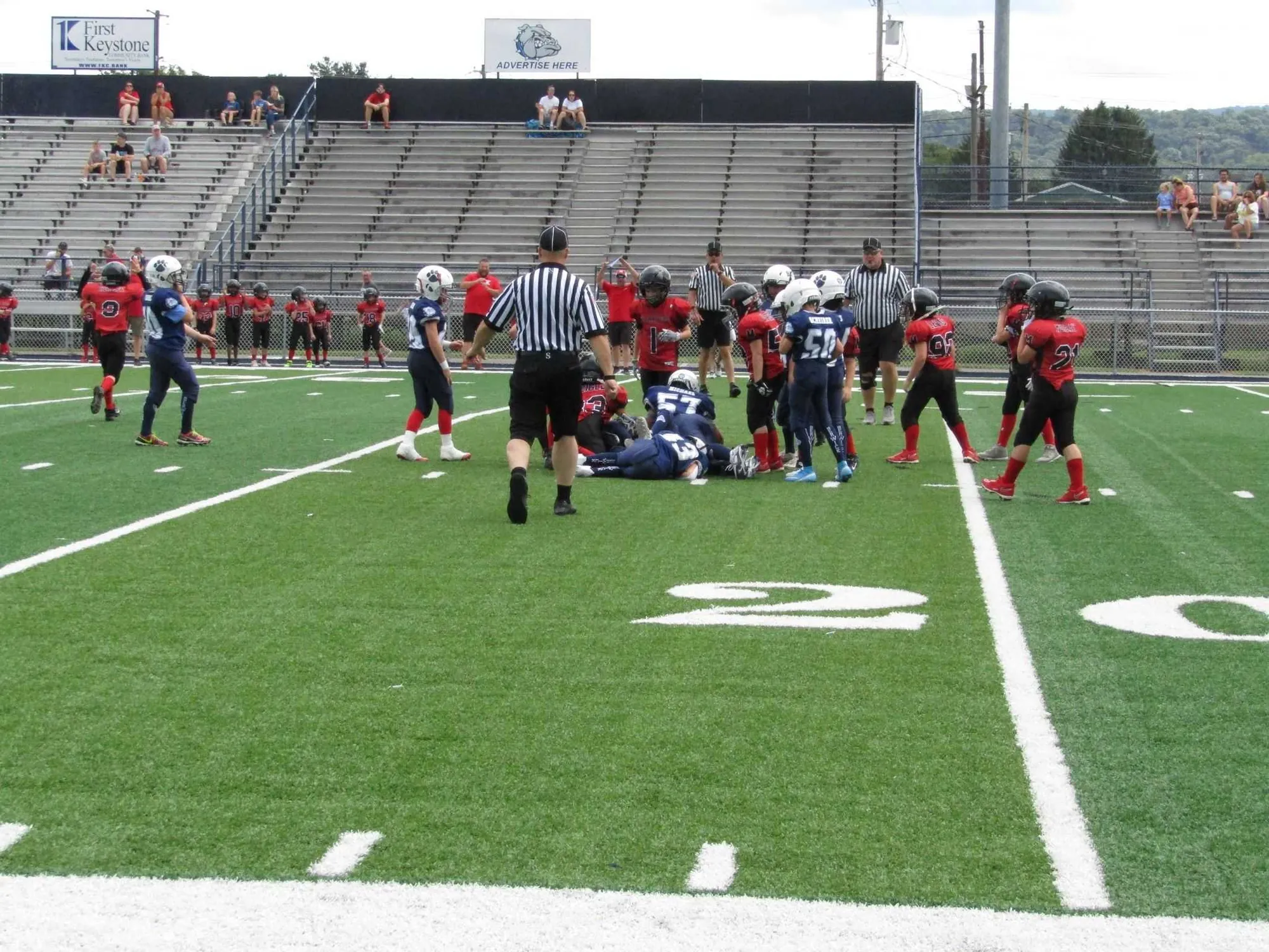 Youth football team during game